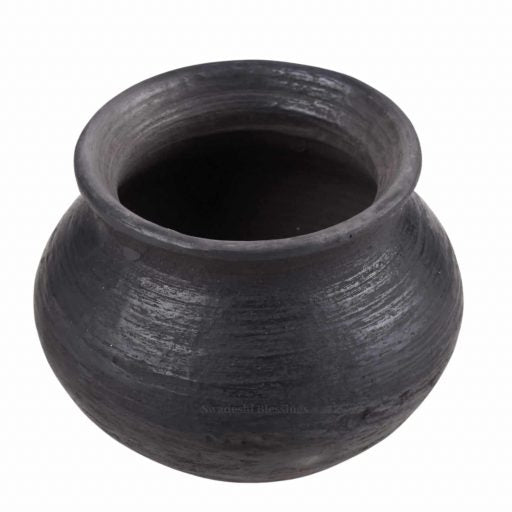 Swadeshi Blessings Exclusive HandMade Range- Unglazed Earthen Dahi Handi/Curd Pot/Clay Pots Set of 6 Also for Serving(300 ml Each), (with Natural Firing Shade &amp; Mirror Shine) + Free ASH