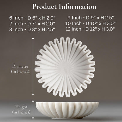 Swadeshi Blessings HandCrafted Marble Ruffle Bowl /Antique Scallop Bowl /Fluted Bowl