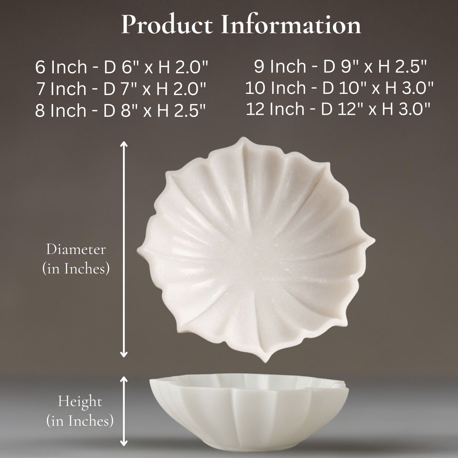 HandCrafted Marble Lotus Bowl | Organic Modern Home Decor Bowl | Fruit Bowl | Vintage Ring Dish | Decorative Flower Bowl | HouseWarming Gifts | Wedding Gifts| Urli | 6-12 Inches