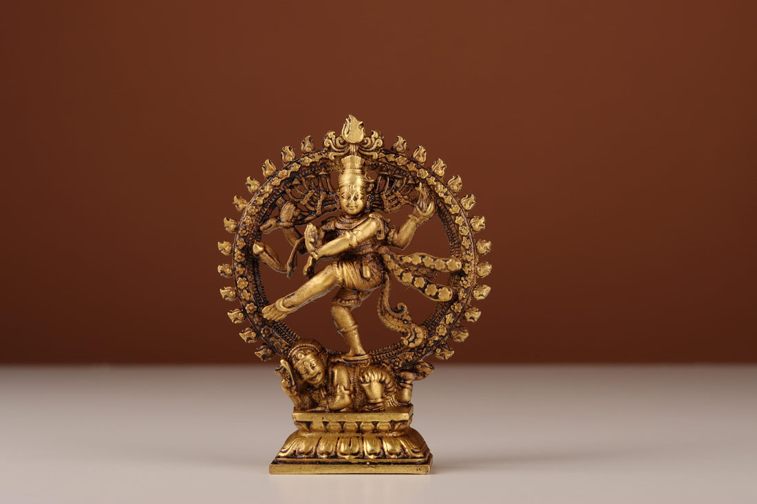 Brass Nataraja Idol with Prabhavali | Lord Shiva Dancing Murti for Home &amp; Mandir