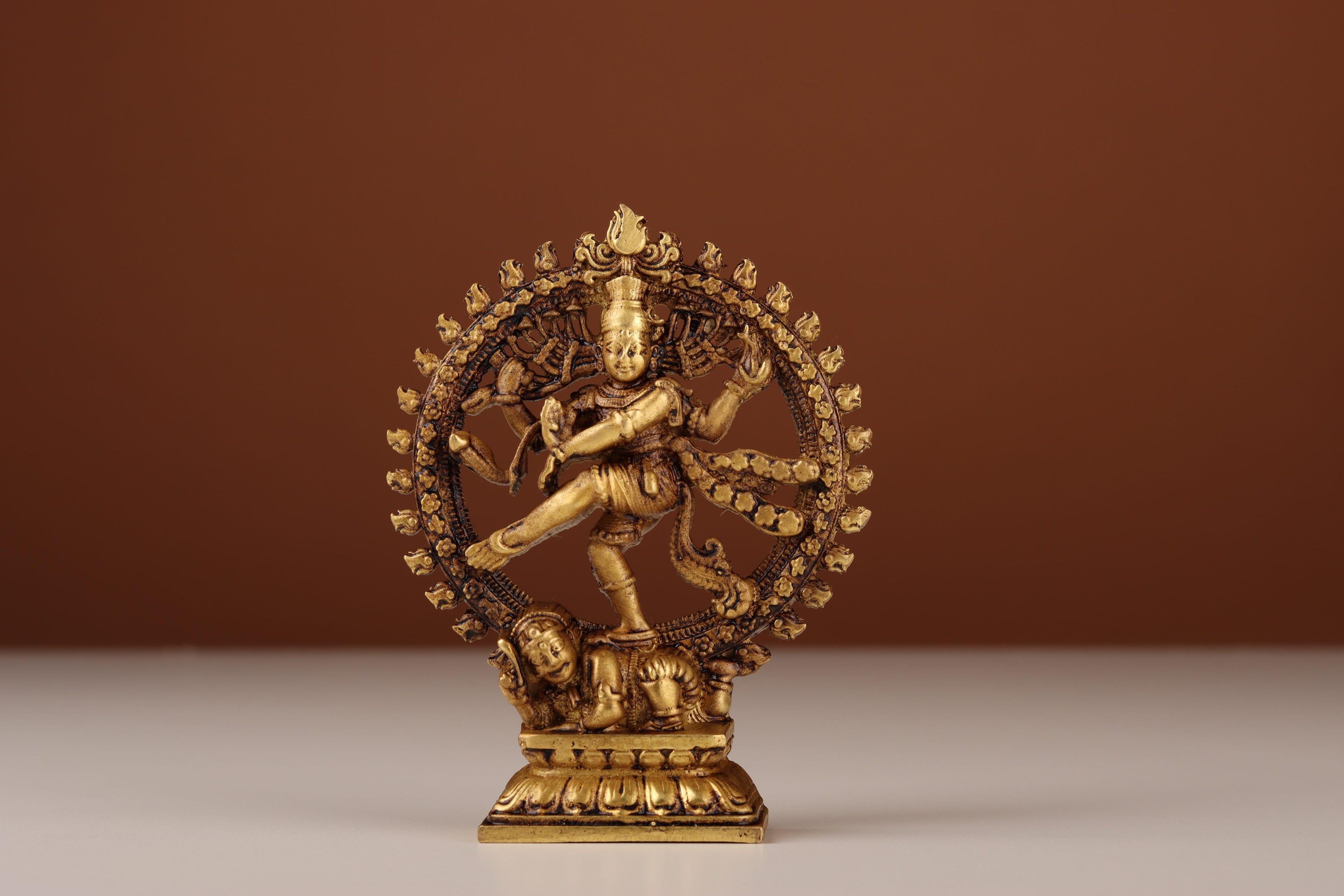 Brass Nataraja Idol with Prabhavali | Lord Shiva Dancing Murti for Home &amp; Mandir